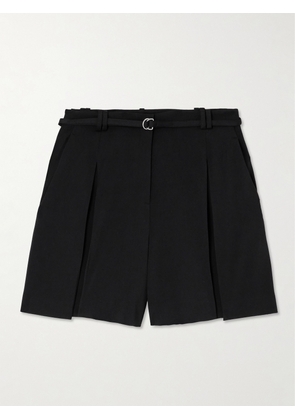 Another Tomorrow - Belted Pleated Crepe Shorts - Black - IT36,IT38,IT40,IT42,IT44,IT46