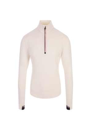 Moncler Grenoble White Turtle-Neck Sweater With Zip