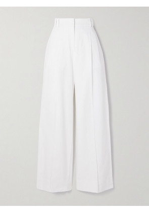 Another Tomorrow - + Net Sustain Pleated Linen Wide-leg Pants - White - IT36,IT38,IT40,IT42,IT44,IT46,IT48,IT50