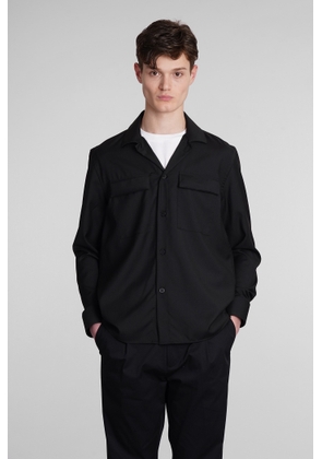 Low Brand Shirt S134 Tropical Shirt In Black Wool
