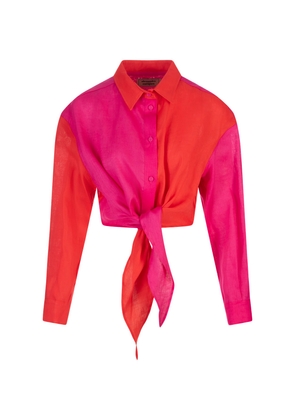 Alessandro Enriquez Red And Fuchsia Short Shirt With Knot