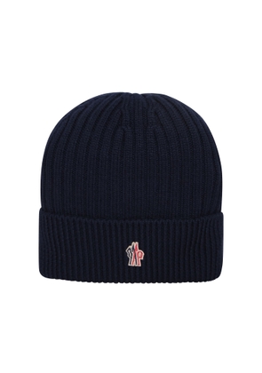 Moncler Grenoble Night Blue Ribbed Wool Beanie