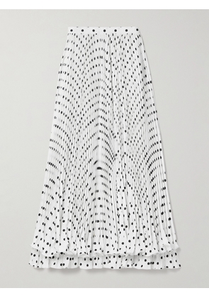 Balmain - Ruffled Pleated Polka-dot Crepe Maxi Skirt - White - FR34,FR36,FR38,FR40,FR42,FR44