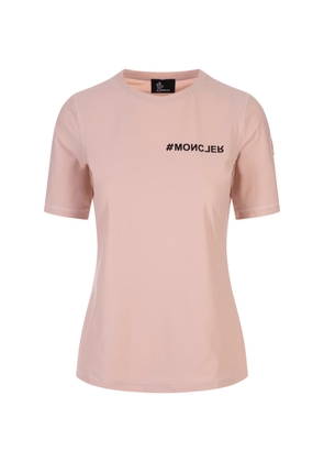 Moncler Grenoble Pink Sensitive Technical Jersey T-Shirt With Logo