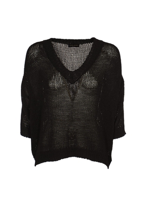 Roberto Collina V-Neck Perforated Rib Trim Sweater