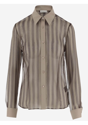 Dries Van Noten Cotton And Silk Shirt With Striped Pattern