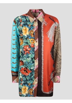 Gucci Heritage Patchwork Print Silk Shirt