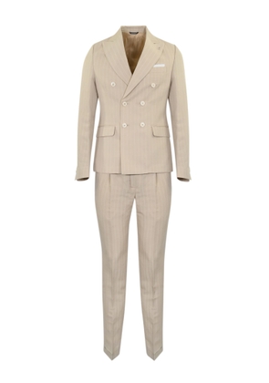 Daniele Alessandrini Sand Double-Breasted Pinstripe Suit