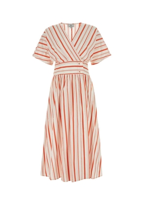 Woolrich Striped V-Neck Short-Sleeved Dress