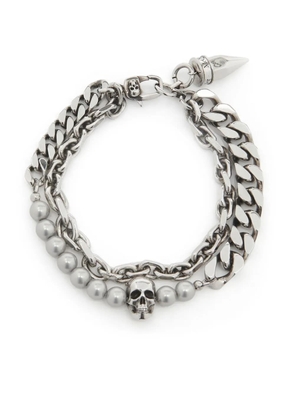 Alexander Mcqueen Bracelet With Pearls And Skull Studs