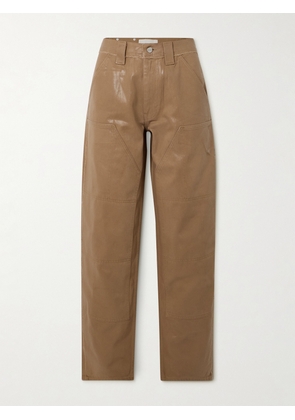 Dion Lee - Carpenter Coated Mid-rise Wide-leg Cargo Jeans - Brown - 24,25,26,27,28,29,30,31