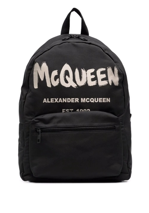 Alexander Mcqueen Black And Ivory Metropolitan Mcqueen Graffiti Backpack