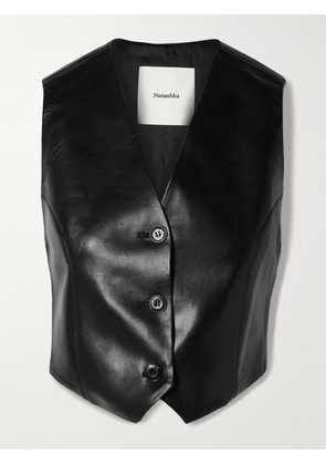 Nanushka - Arnona Cropped Leather Vest - Black - xx small,x small,small,medium,large,x large