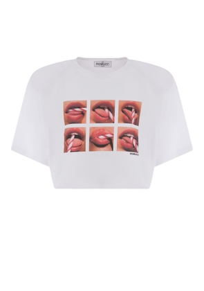 Crop T-Shirt Fiorucci Mouth Made Of Cotton