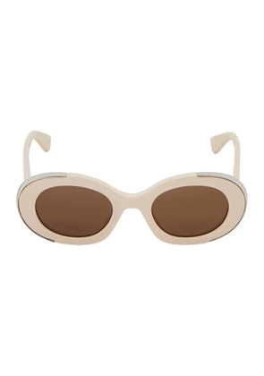 Alexander Mcqueen Oval The Grip Sunglasses In Ivory/brown