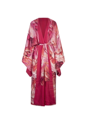 Roberto Cavalli Reversible Long Dress With Pink Plumage Print
