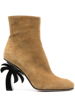 Palm Angels Beige Suede Ankle Boots With Palm Heel