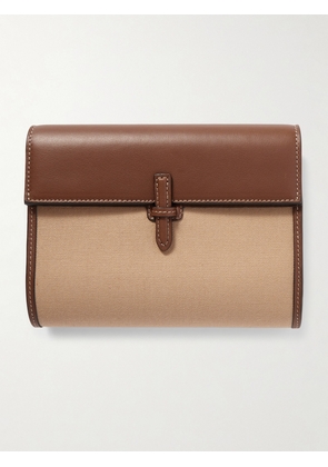 Hunting Season - Leather And Canvas Clutch - Brown - One size
