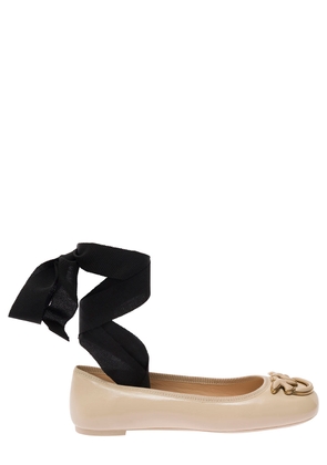 Pinko Ballerinas With Black Ribbon In Leather