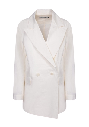 Issey Miyake Double-Breasted White Jacket