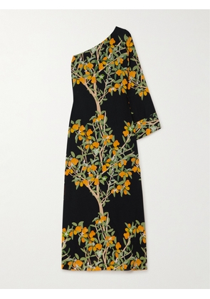 BERNADETTE - Lola One-sleeve Printed Silk-crepe Maxi Dress - Black - FR34,FR36,FR38,FR40,FR42,FR44,FR46