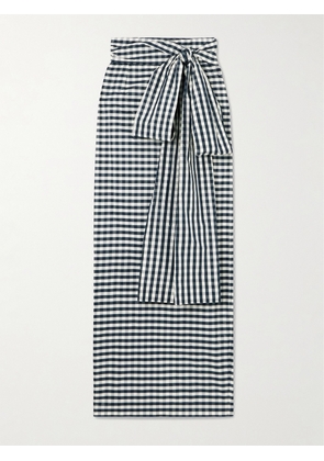 BERNADETTE - Bernard Bow-detailed Gingham Taffeta Maxi Skirt - Blue - FR34,FR36,FR38,FR40,FR42,FR44
