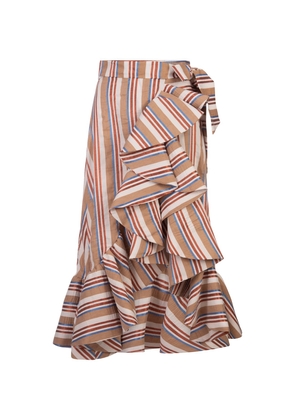 Stella Jean Striped Midi Skirt With Ruffle