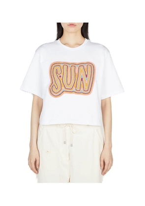 Sportmax Crochet-Embroidered Cropped T-Shirt