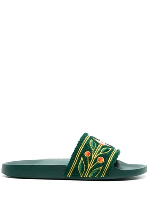 Casablanca Green Slippers With Embroidered Terry Detail