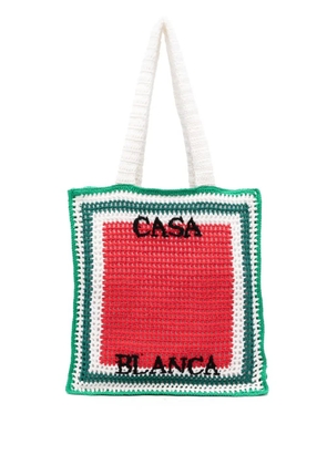 Casablanca Crocheted Atlantis Tote Bag In Green, Red And White
