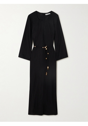 Faithfull - Galea Belted Bead-embellished Linen Maxi Dress - Black - x small,small,medium,large,x large,xx large