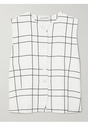 Faithfull The Brand - Genio Checked Linen Vest - White - x small,small,medium,large,x large,xx large