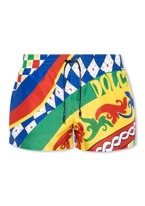 Dolce & Gabbana Abstract-Print Drawstring Swim Shorts