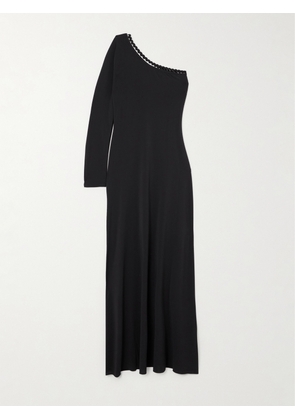 Eres - Play One-sleeve Ric Rac-trimmed Stretch-jersey Maxi Dress - Black - small,medium,large