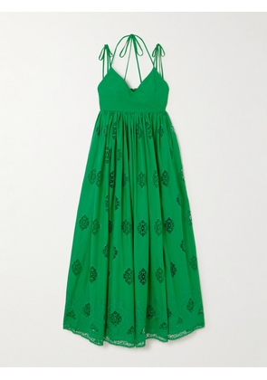 Erdem - Guipure Lace-trimmed Cotton-blend Maxi Dress - Green - UK 4,UK 6,UK 8,UK 10,UK 12,UK 14,UK 16