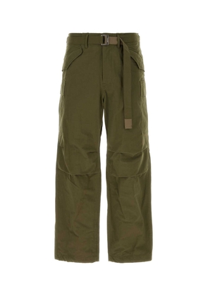 Sacai Army Green Cotton And Nylon Cargo Pant