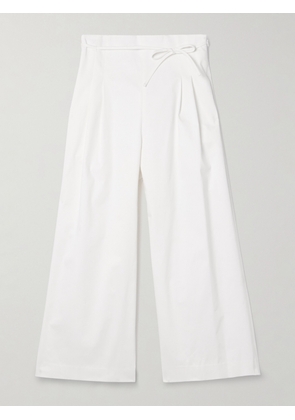 Carolina Herrera - Cropped Pleated Cotton-blend Poplin Wide-leg Pants - White - US2,US4,US6,US8,US10