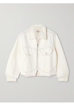 FRAME - Heart Denim Jacket - White - xx small,x small,small,medium,large