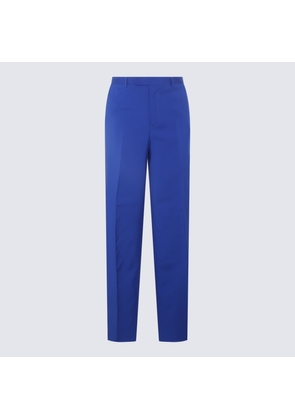 Versace Blue Silk-Wool Blend Trousers