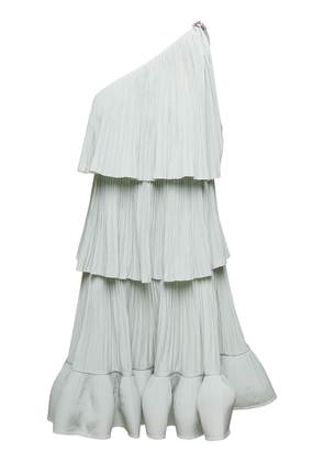 Lanvin Sage-Green Pleated One-Shoulder Dress In Polyester Woman