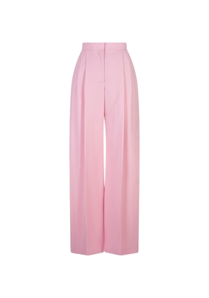 Alexander Mcqueen Wide Leg Trousers With Double Pleat In Light Pink