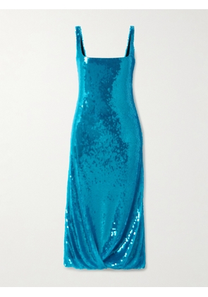 16ARLINGTON - Sidd Gathered Sequined Mesh Midi Dress - Blue - UK 4,UK 8,UK 10,UK 12,UK 14,UK 16