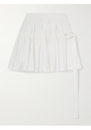 Alaïa - Bow-detailed Gathered Cotton-poplin Mini Skirt - White - FR34,FR36,FR38,FR40,FR42,FR44