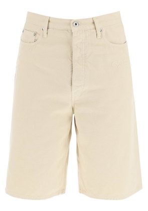 Off-White Cotton Utility Bermuda Shorts