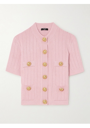 Balmain - Ribbed-knit Cardigan - Pink - FR34,FR36,FR38,FR40,FR42