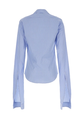 Coperni White And Light Blue Shirt With Knotted Cuffs In Cotton Woman