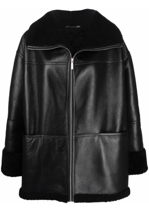 TOTEME shearling-trim leather jacket - Black