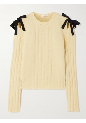 Molly Goddard - Ozzy Cutout Grosgrain-trimmed Wool Sweater - Yellow - x small,small,medium,large,x large