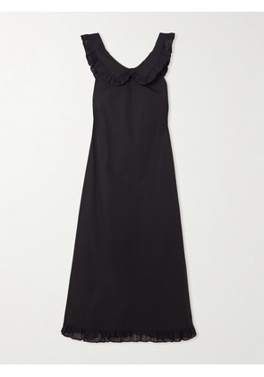 Molly Goddard - Laura Ruffled Cotton Midi Dress - Black - UK 6,UK 8,UK 10,UK 12,UK 14