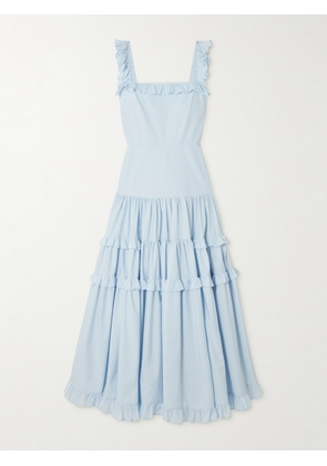 Molly Goddard - Maggie Open-back Ruffled Tiered Cotton Maxi Dress - Blue - UK 6,UK 8,UK 10,UK 12,UK 14
